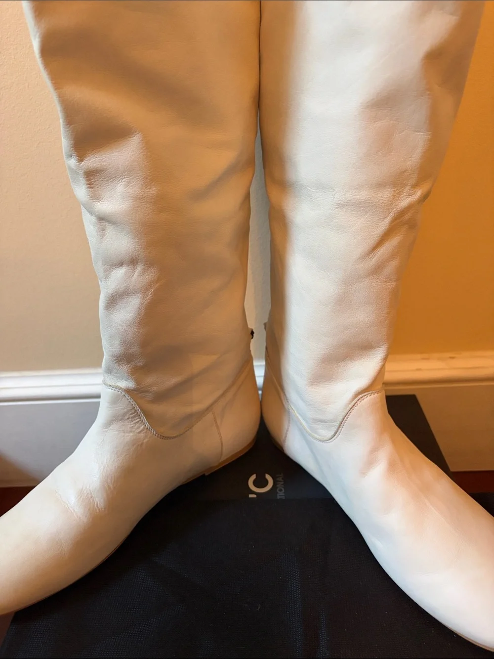 CNC Costume National Cream Leather Boots